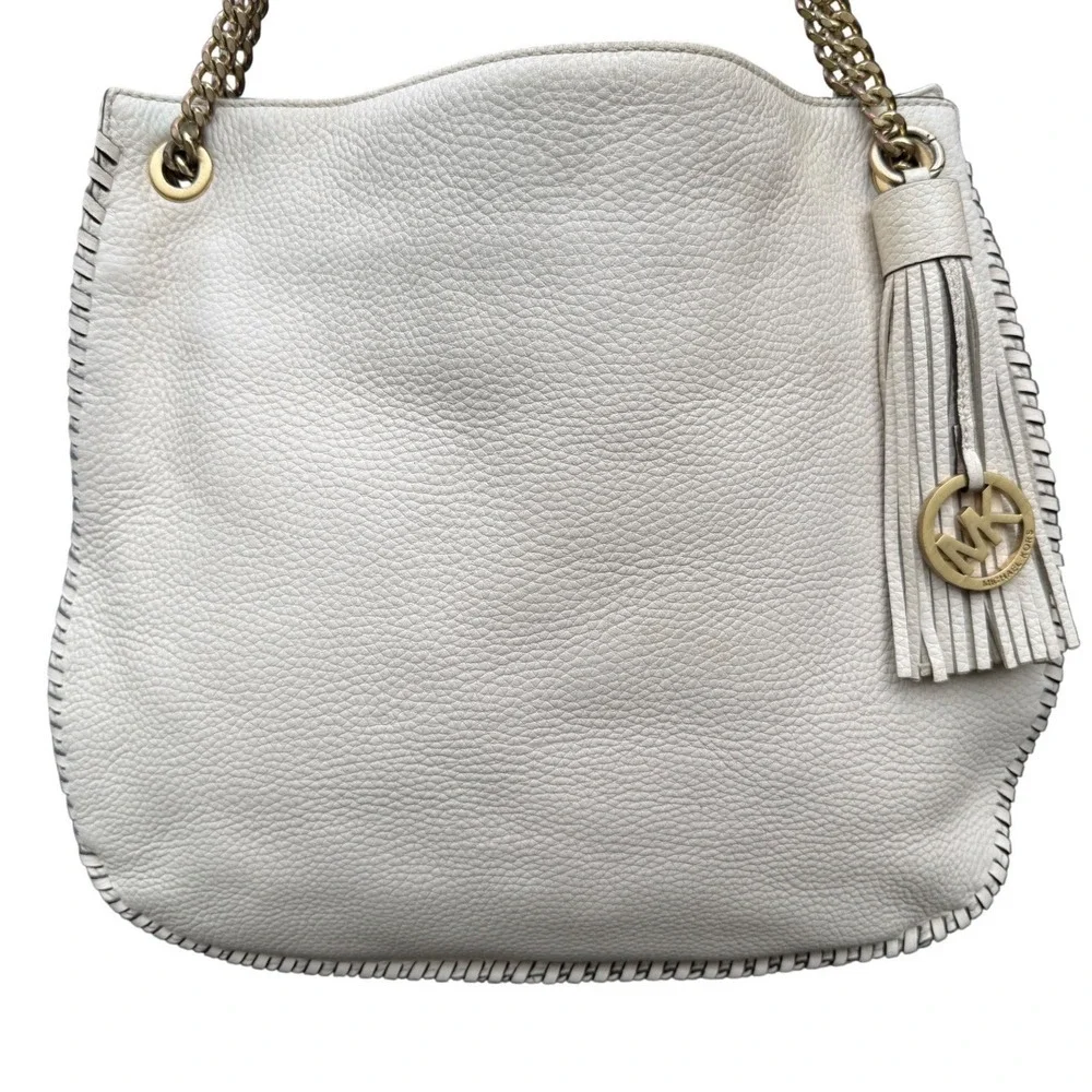 MICHAEL KORS Chelsea Leather Hobo Bag, Whipped Chelsea, Off White